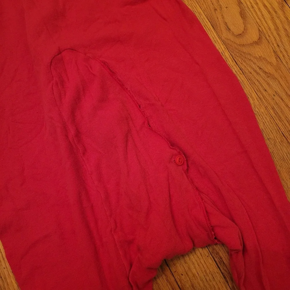 M/L Union Suit Red Long Sleeve Ribbed Thermal Rear Flap Longjohns Base Layer